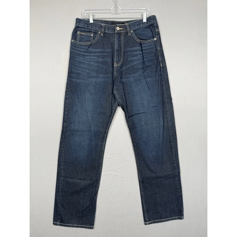 Calvin Klein Relaxed Straight Easy Fit Jeans Womens 33 Dark Wash Casual Faded